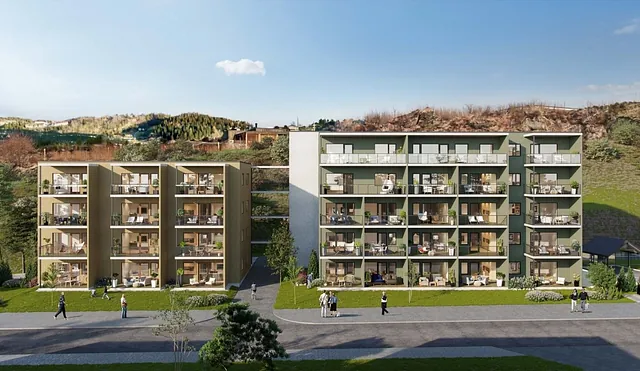 Oversiktsbilde av boligblokker